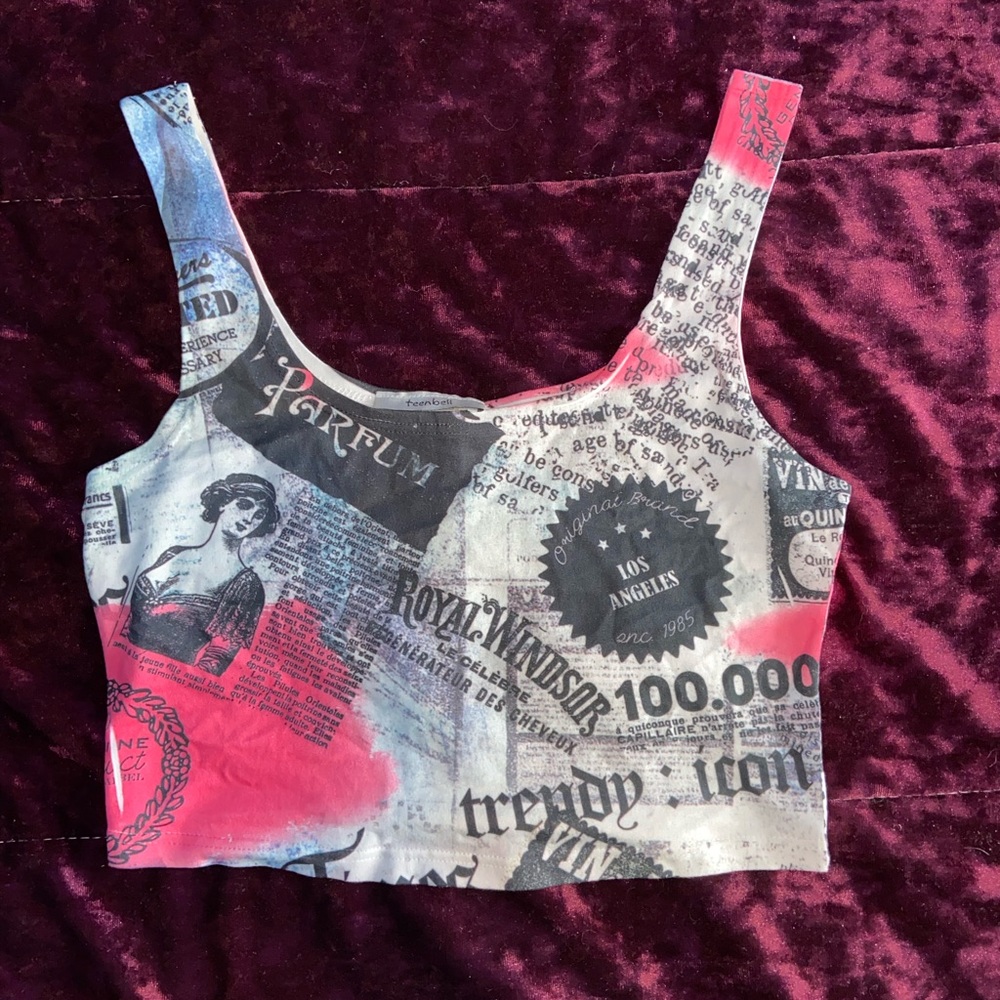 News Print Tank Crop Top